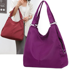 尼龙单肩包女2024新款百搭大容量托特包妈咪包超轻购物袋手提包女