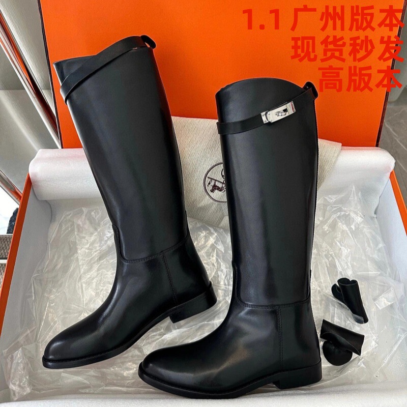 H Parent Boots 2025 New Genuine Leather Chelsea Boots Knight Boots Lock Buckle No More Than Knee Boots Women's Boots Winter