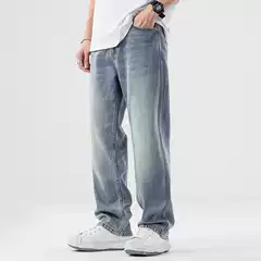 Lyocell Tencel Jeans Men's Fashion Brand Summer Thin Straight Tube Loose Pendant Wide Leg Casual Pants Wholesale