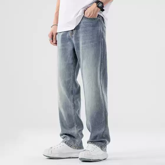 Lyocell Tencel Jeans Men's Fashion Brand Summer Thin Straight Tube Loose Pendant Wide Leg Casual Pants Wholesale