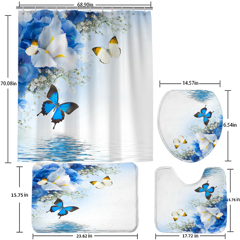 Ying-suihkuverho digitaalinen painatus Suloinen kissaperhoset estävä suihkuverhosetti_voghion.com