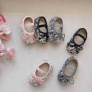 Spring and Autumn New Girls' Shoes Baby Toddler Shoes Sequin Princess Shoes Women's Baby Shoes Korean Style Children's Small Single Shoes