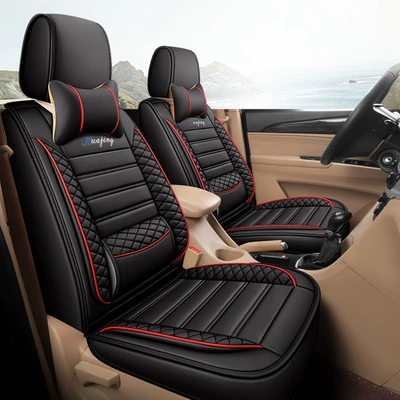 Universal seat cover: Covers, Jiachen Full Surround - 4-seats-full-leather-black-and-red-604015