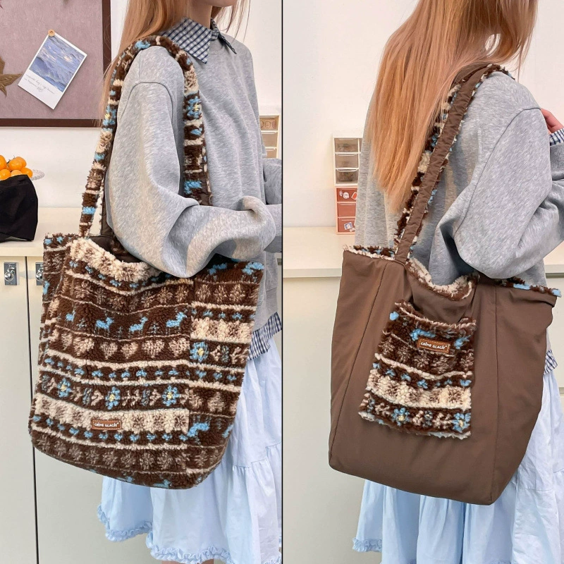 Плечевая сумка (one-shoulder), вместительная демисезонная двусторонняя сумка-шоппер, много цветов