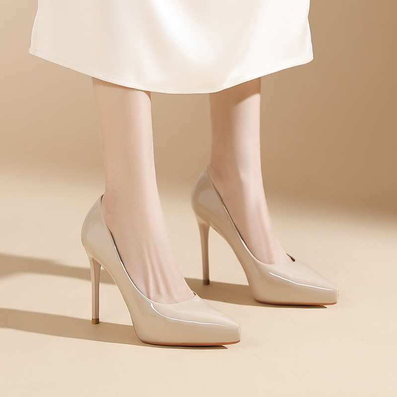 1088-D1 Sexy Pointed Toe Stiletto High Heels for Women 2025 New Style French Style Patent Leather Inner Waterproof Platform Shoes