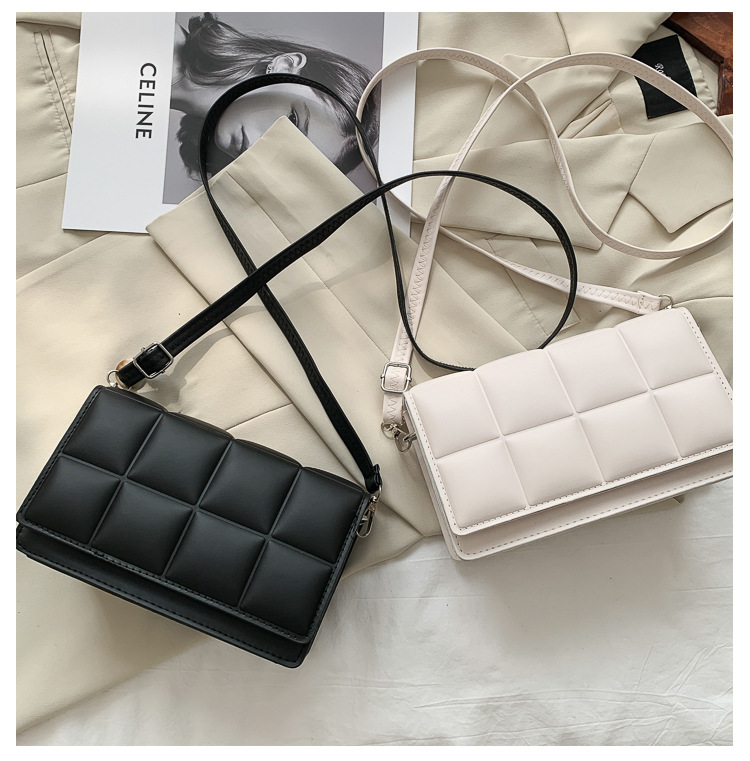 Square Shape Women's Medium Pu Leather Solid Color Streetwear Square Flip Cover Crossbody Bag