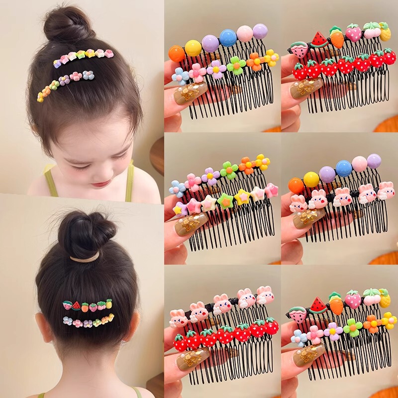 子供用の散らかった髪を整理するためのコーム、新しい額前髪ヘアピン、女の子用ヘアピン、後頭部ヘアアクセサリー|undefined