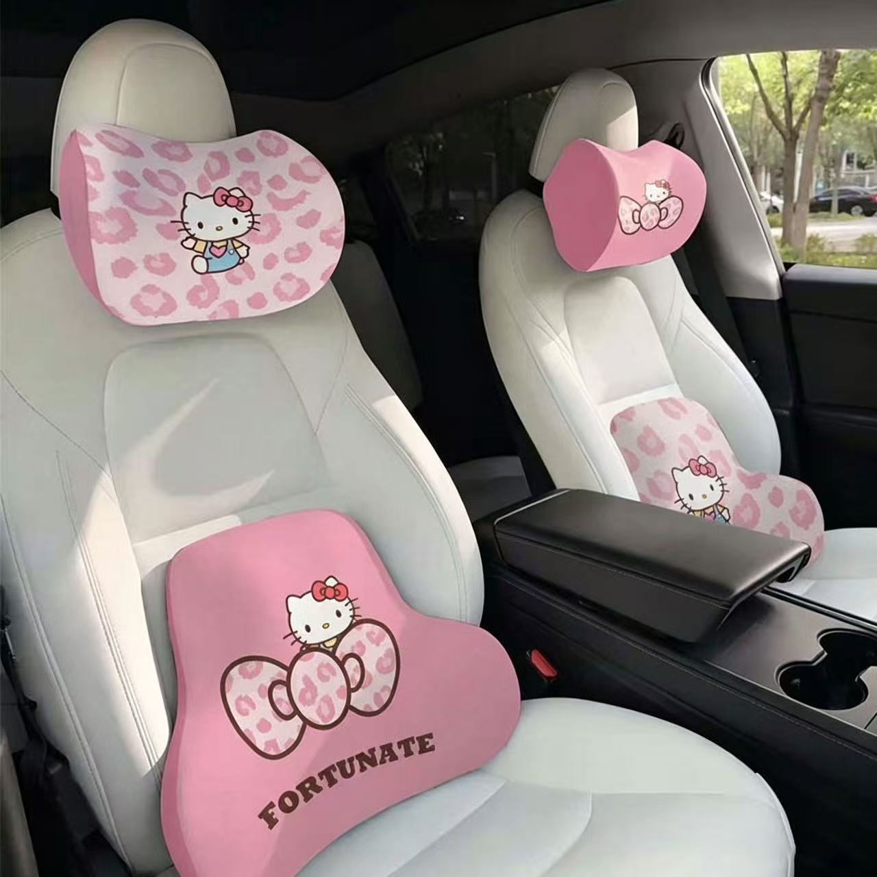 Car headrest memory foam headrest, lumbar support pillow, neck pillow, cute cartoon KT, universal for all seasons, headrest cushion for car