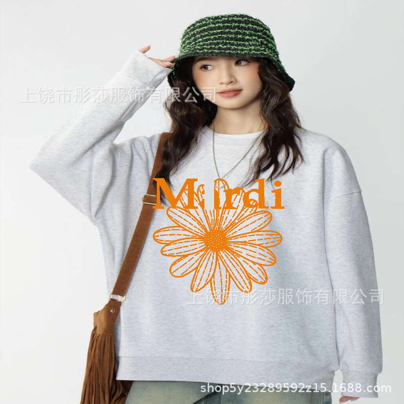 【顶级版本】韩国潮牌Mardi卫衣印花金高银同款小雏菊圆领宽松款|undefined