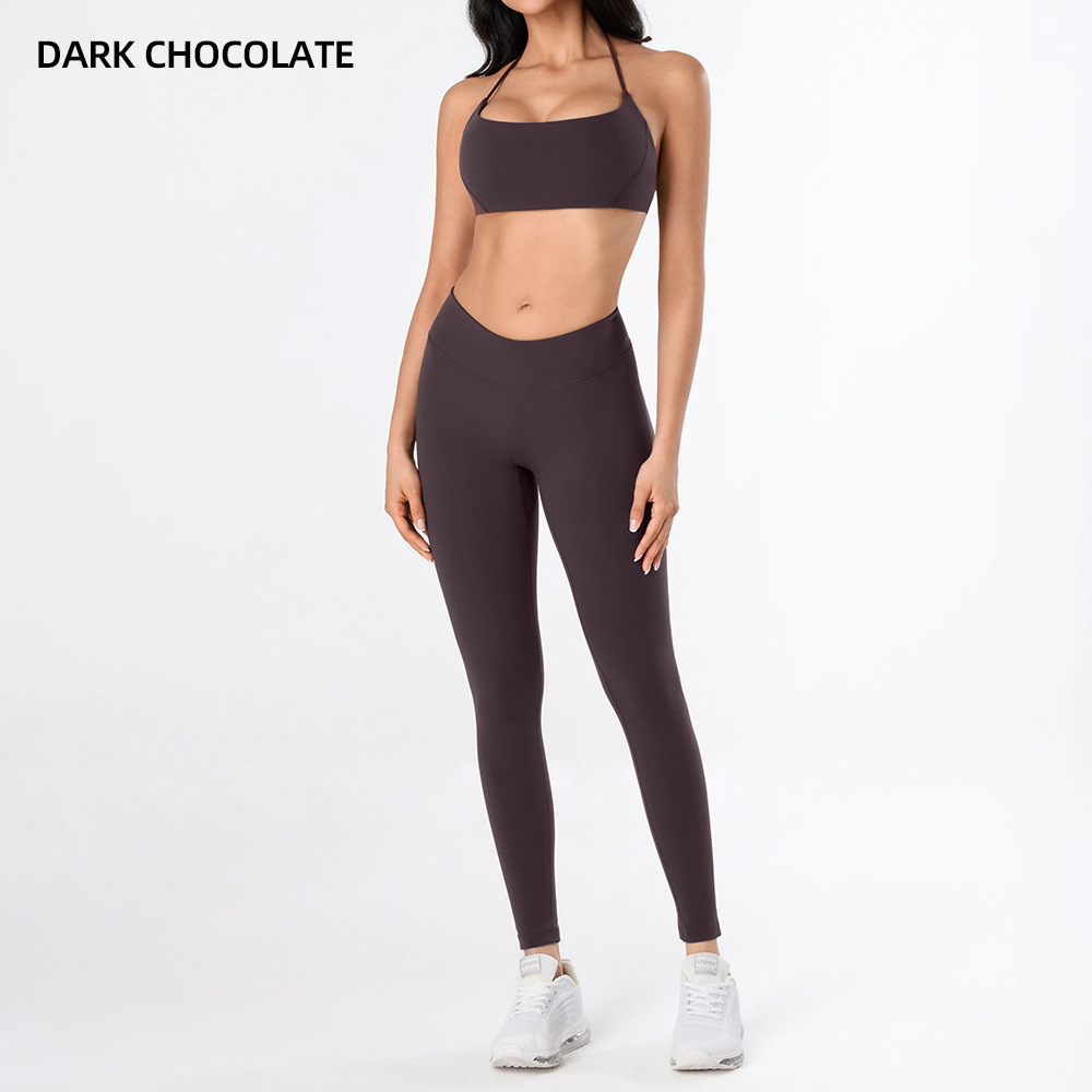 Yoga desnudo chaleco de mujer nuevo cintura alta hip running pantalones de entrenamiento elástico ajuste conjunto de ropa de entrenamiento