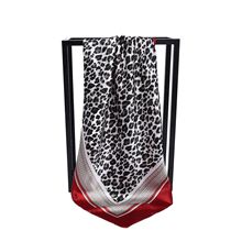 90cm色丁布方巾欧美经典豹纹缎面仿真丝巾女百搭披肩跨境头巾围巾