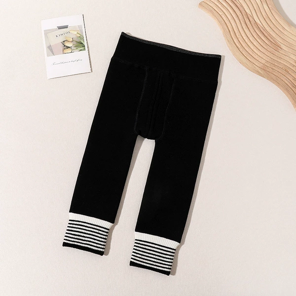 Black fleece thin trousers