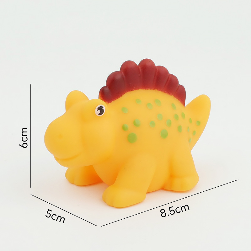 Juegos de agua de venta cruzada de dibujos animados pequeños dinosaurios set animal lindo pellizco pellizco llamó adornos juguetes de baño de pellizco pellizco