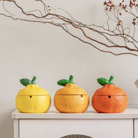 烟灰缸橘子个性潮流客厅防灰尘带盖办公ins风水泥烟灰器家用logo