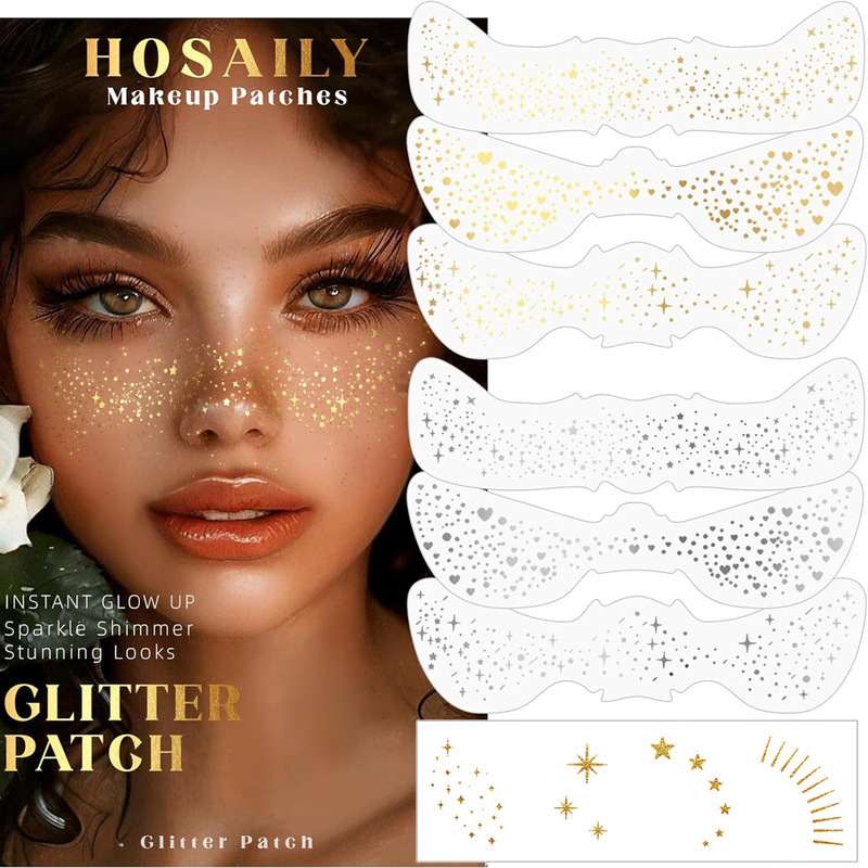 Gold Foil Freckle Stickers Waterproof Face Makeup Stickers Music Festival Party Makeup Face Tattoo Stickers Cross-Border Wholesale