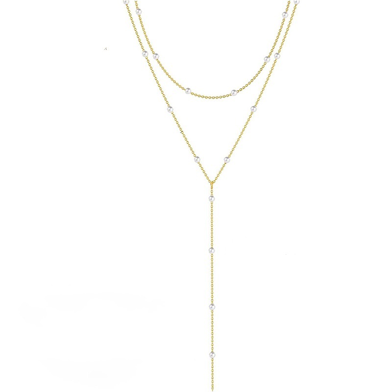 2024 Amazon Foreign Trade New Fashion Lasso Y Necklace Design Sense Zircon Pendant Simple Design Sense Women