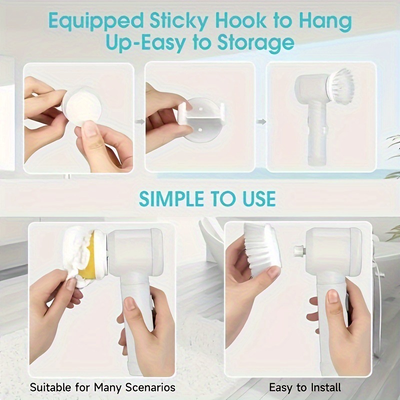 Un cepillo de limpieza eléctrico cinco en uno, 500mAh, con cinco cabezales de cepillo reemplazables