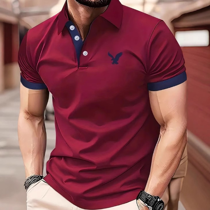 New Cross-Border Summer Fashion Men's Printed Color Short-Sleeved Lapel Shirt, Suitable for Golf and Tennis and Other Outdoor Activities