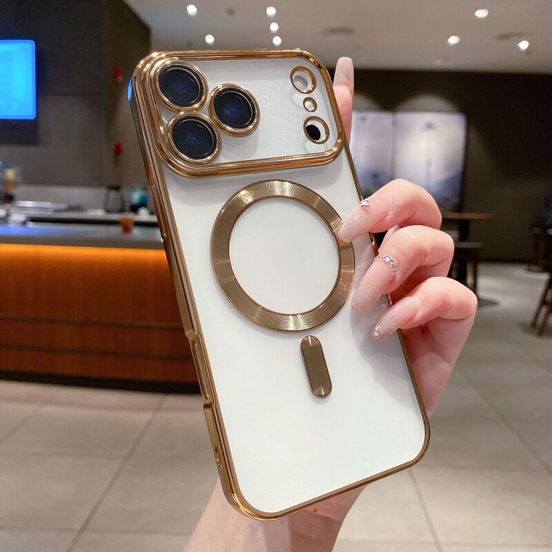 适用iPhone17PROMAX手机壳透明电镀磁吸苹果16全包镜头防摔保护套|undefined