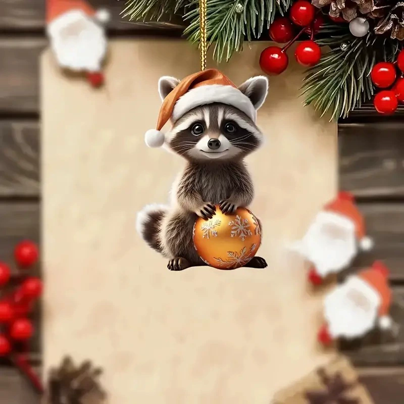 Рождественский креативный новый милый маленький енот висит на трансграничном акриле