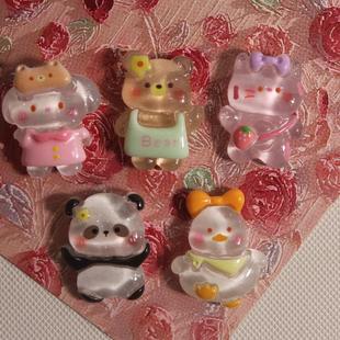 Bright face cartoon resin small accessories wholesale panda duckling children hairpin hair accessories material storage box patch