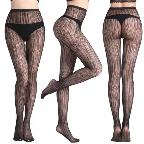 Fábrica en stock al por mayor de malla sexy JK medias negras transfronterizo Comercio exterior blanco Luna doble G pantimedias calcetines de red
