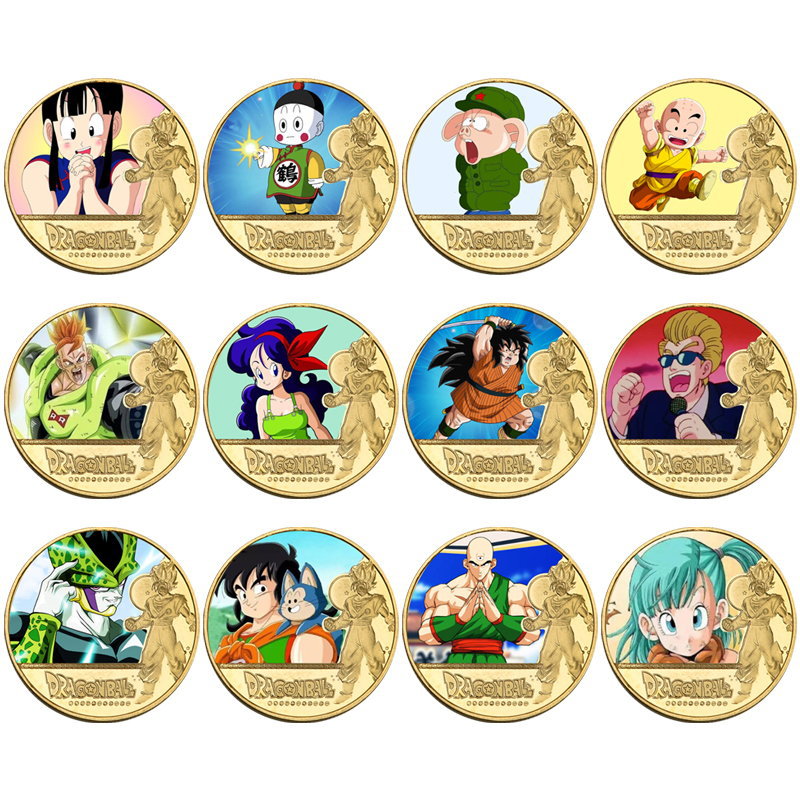 Dragon Ball Character Commemorative Coin First Generation Metal Animation Peripheral Millet Coin Die-Cast Metal Coin Collection Creative