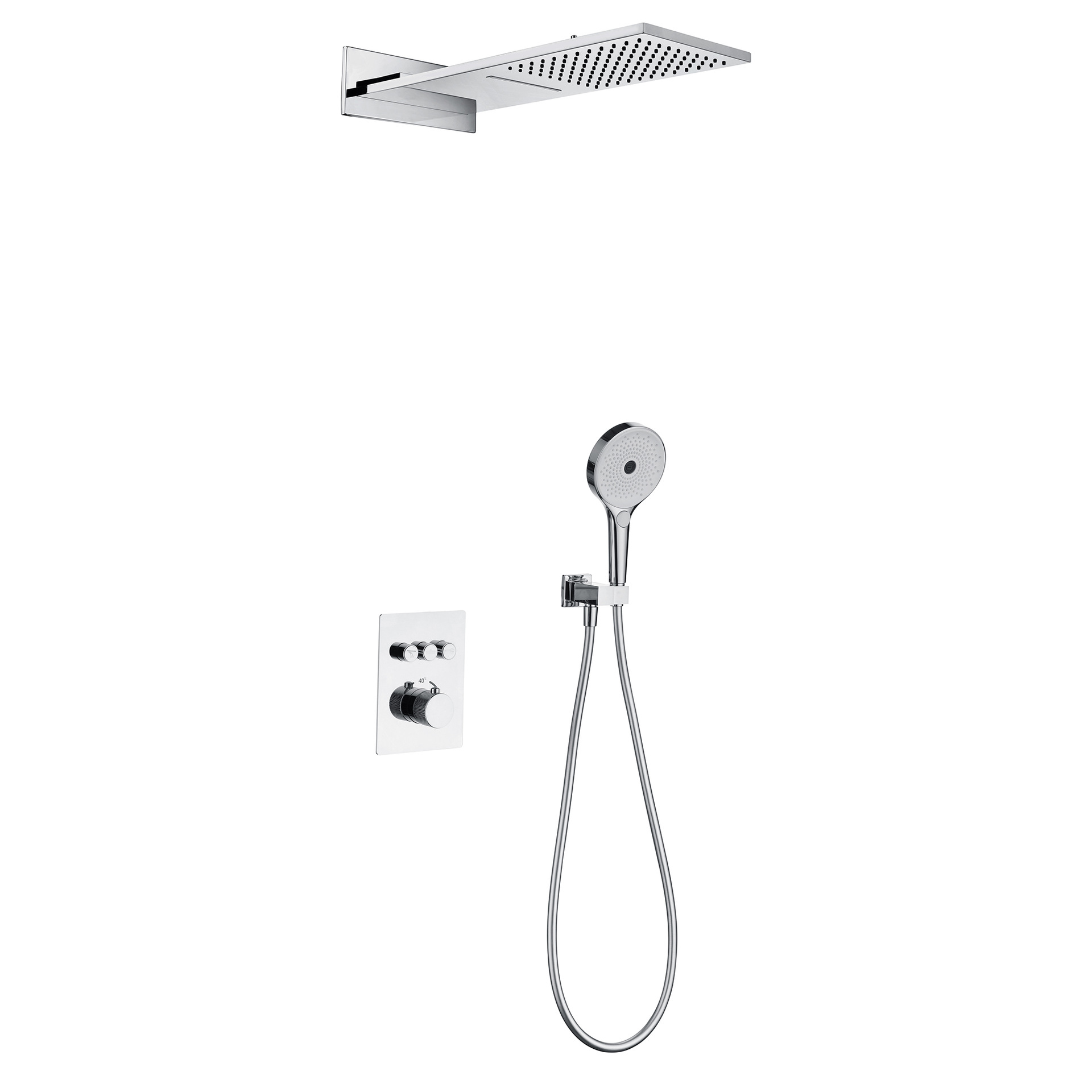 Traje de ducha de pared gris de pistola dividida de cobre transfronterizo oculto ducha de baño presurizado