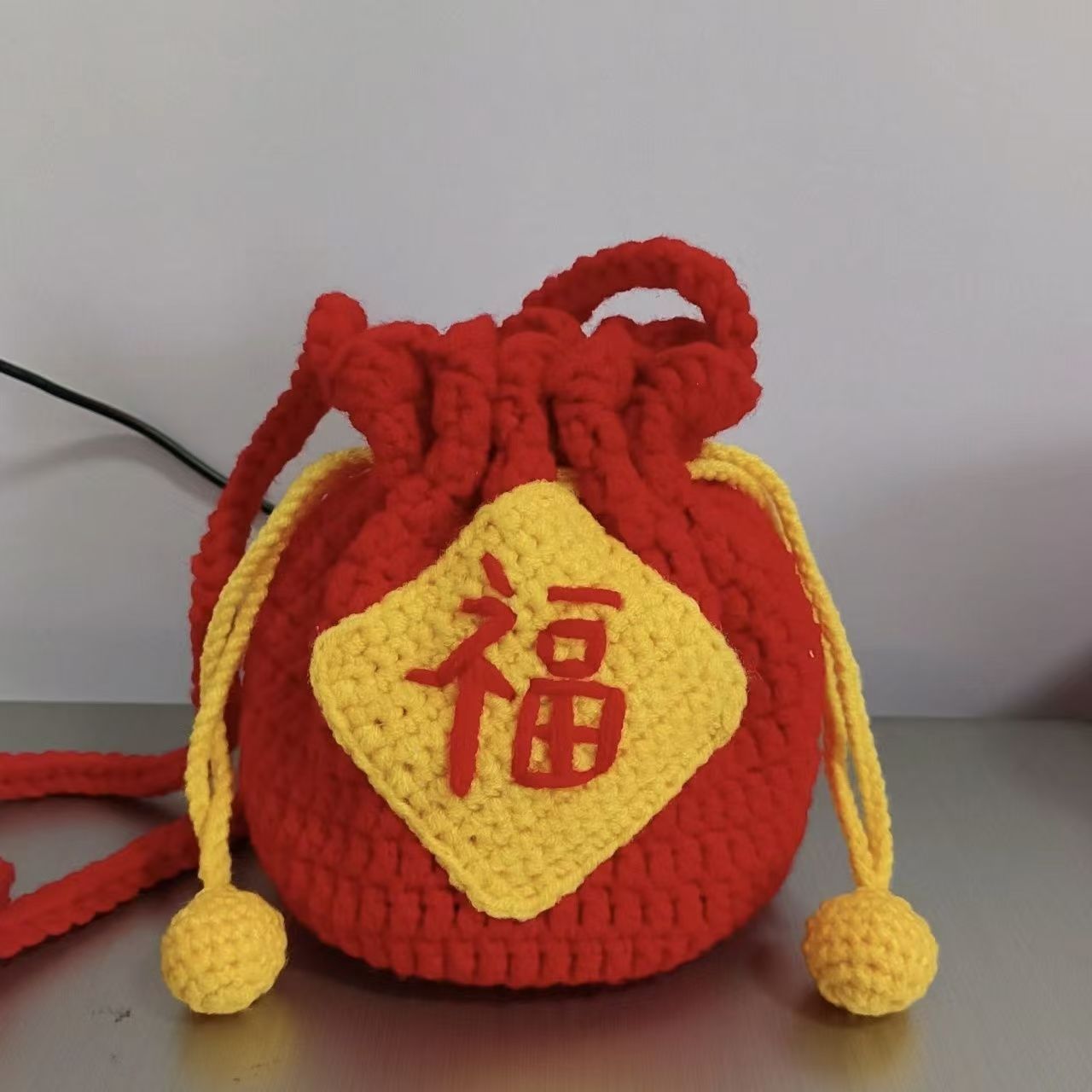 新年福气毛线钩针编织手工包包diy福袋可爱红包过年材料包