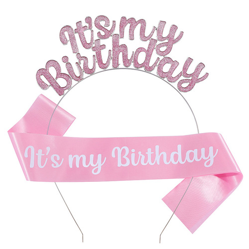 New birthday headband shoulder strap etiquette belt IT'S MY BIRTHDAY girls headwear hair accessories party supplies