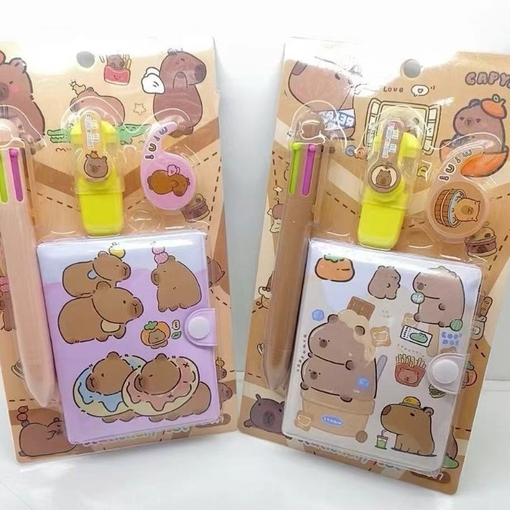 Dibujos animados Xiditch 6 colores bolígrafo juego de libro de cuentas de mano lindo portátil juego de papelería premio para estudiantes transfronterizo