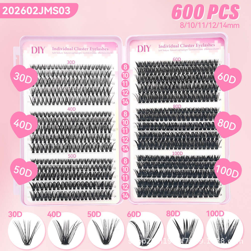 Europeas y estadounidenses falsas pestañas 30D40D50D transfronterizas DIY 32 filas 640 ramas de pelo grueso libro de pestañas de comercio exterior