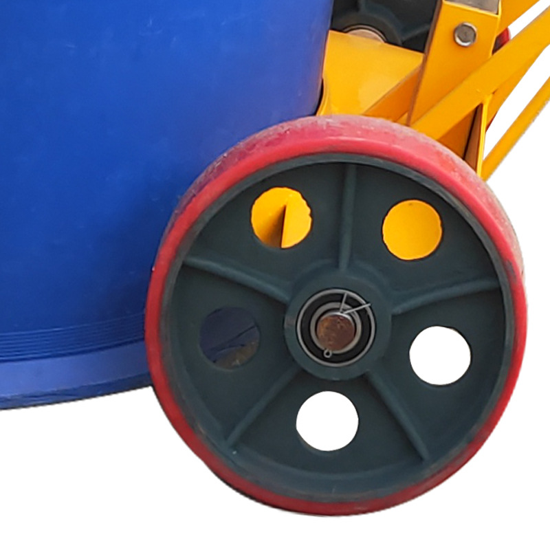 Fabricante personalizado coche de barril de aceite empujado barril de hierro barril de plástico barril herramientas de manejo de barril de gavilón fijación boca de mordida dos ruedas