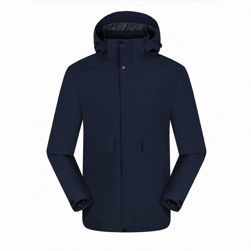 Al aire libre a prueba de lluvia a prueba de viento engrosada abrigo tres en uno desmontable de alta densidad de visón chaqueta de forro de terciopelo logotipo personalizado