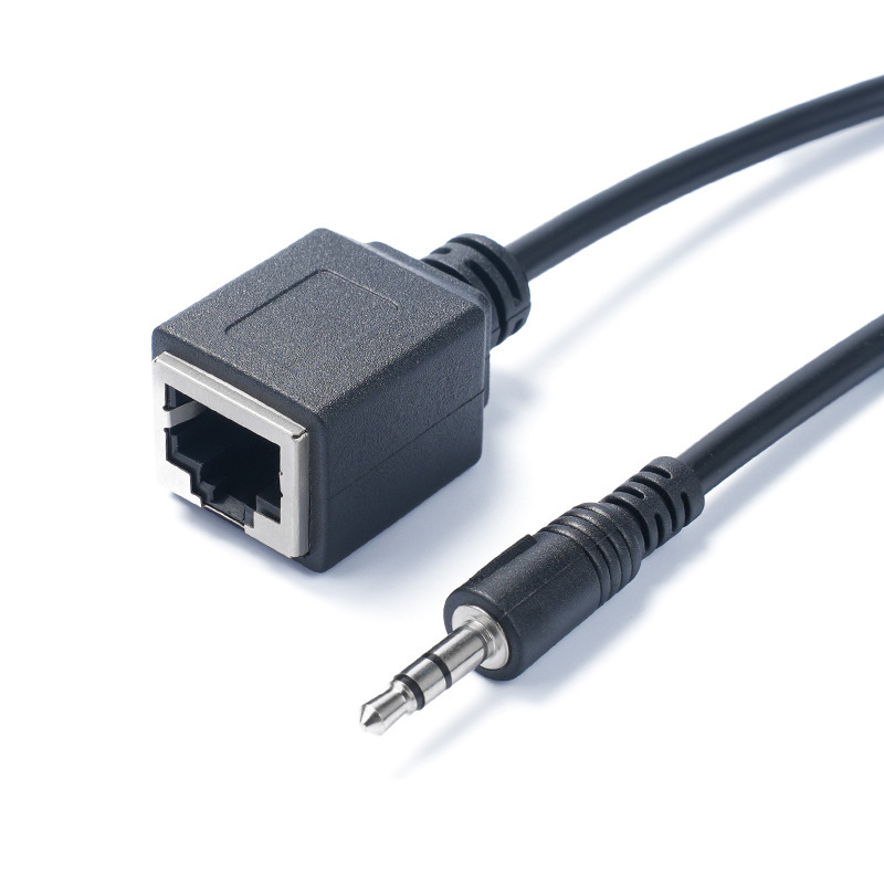 3.5mm revolution RJ45 female adapter cable 3.5 three audio plug to network port song machine connection line