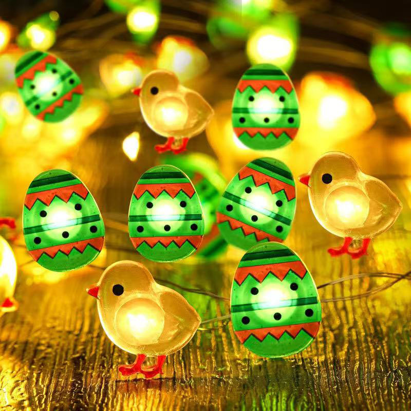 Día de Pascua decoración de lámparas string zanahoria conejo modelado 3D huevo caja de baterías fijación de lámpara de cobre de Pascua
