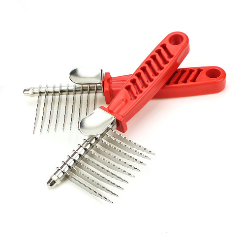 Wholesale Stainless Steel Pet Knotting Comb Long-haired Dog Detangling Knife Comb Teddy Golden Retriever Cleaning Supplies