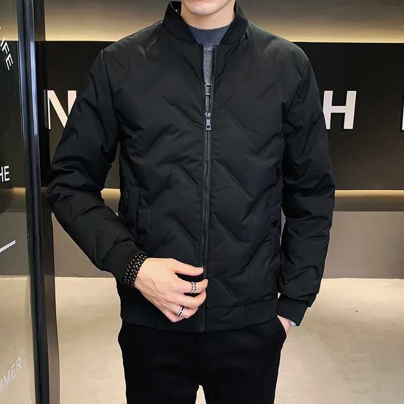 Down Jacket Men's Thickeneded Ultra-Thin Winter New Splicing Pure Color Stand Collar Classy Jacket Short White Duck down Jacket