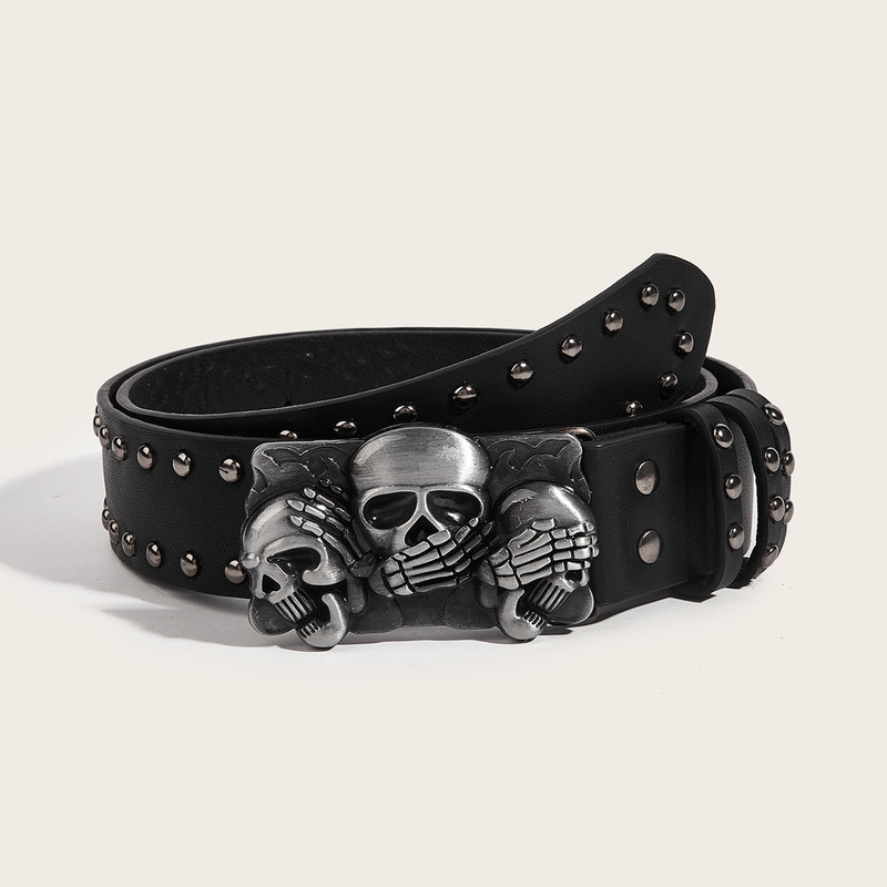 New trend belt men's personality skull youth belt punk snap casual pants with in stock wholesale