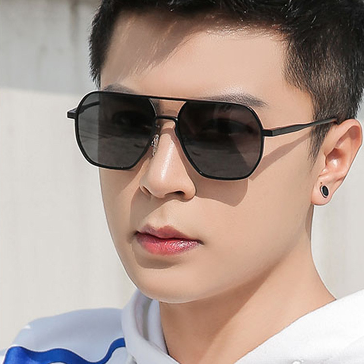 Polygon Glasses Style Travel Occasion Color Block Pattern Fashion Color Block PC UV400 Protection Polygon Full Frame Men's Sunglasses