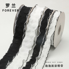 Roland 520 Little Shekinah Style Pleated Fish Tail Ribbon Wave Black Edge Little Shekinah Flower Packaging DIY Bouquet Material