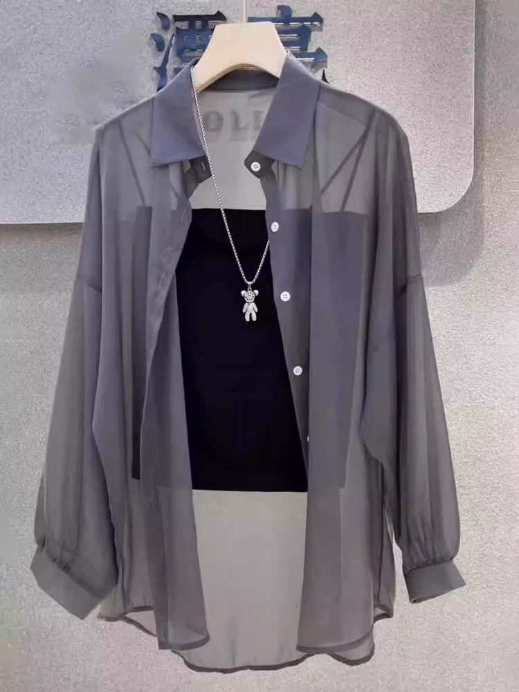 Солнцезащитная одежда, женская летняя дышащая куртка-кардиган из ледяного шелка с защитой от УФ-лучей, новинка 2025 года, тонкая шифоновая рубашка с длинными рукавами