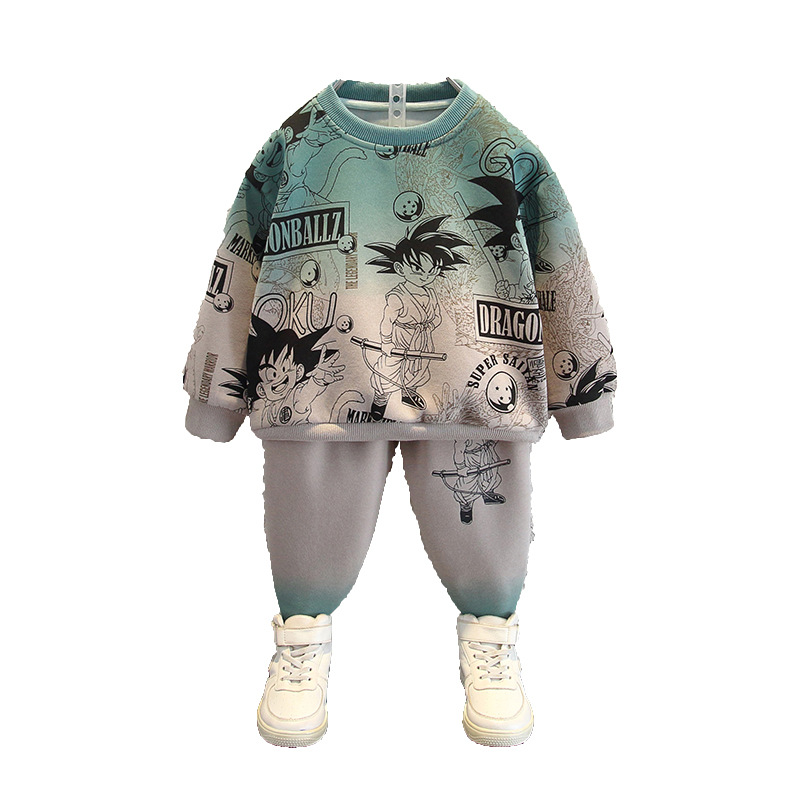 5953 Traje de otoño para niños 2025 Nuevo suéter falso de dos piezas para niños Primavera y otoño Traje de dos piezas deportivo para niños