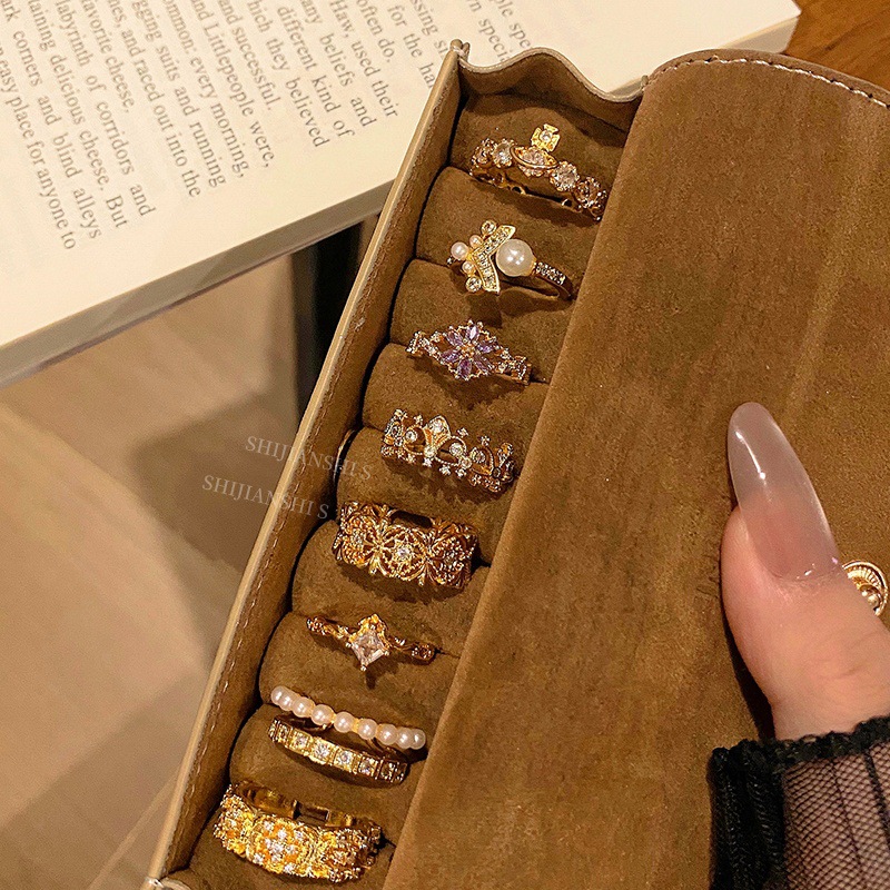 「Gilt Beads」Medieval Style Gold Wire Cut Out Printed Ring Accessible Luxury Niche Retro Index Finger Ring Versatile Accessories