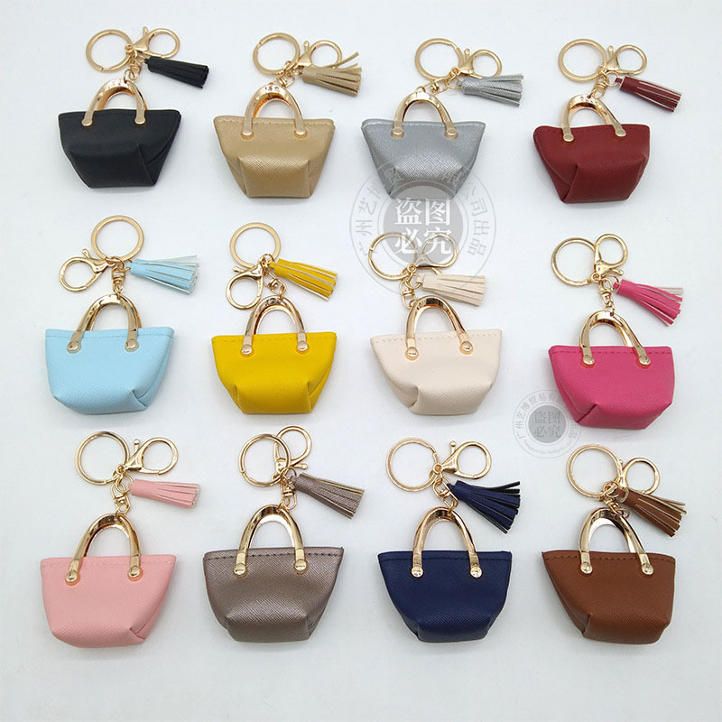 Llavero para mujer, bolso, colgante, joyería, mini monedero de almacenamiento de cuero lindo europeo y americano