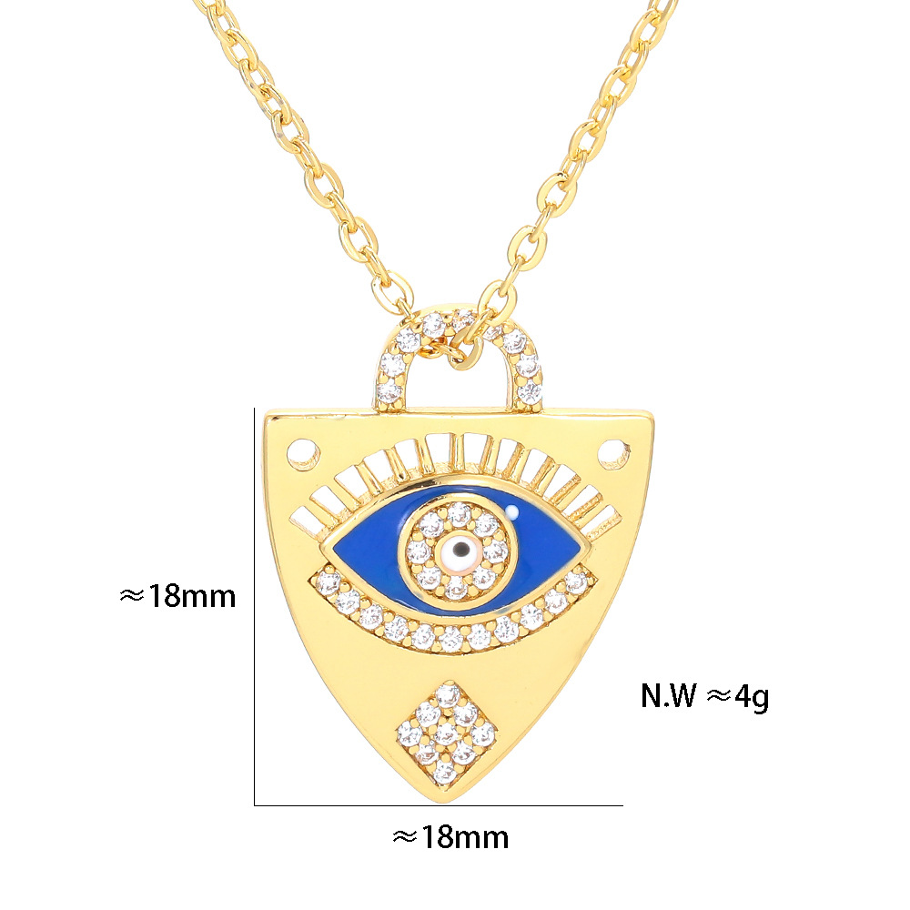 Fashion Style Dripping Oil Eye Pendant Necklace Geometric Color Devil's Eye Clavicle Chain