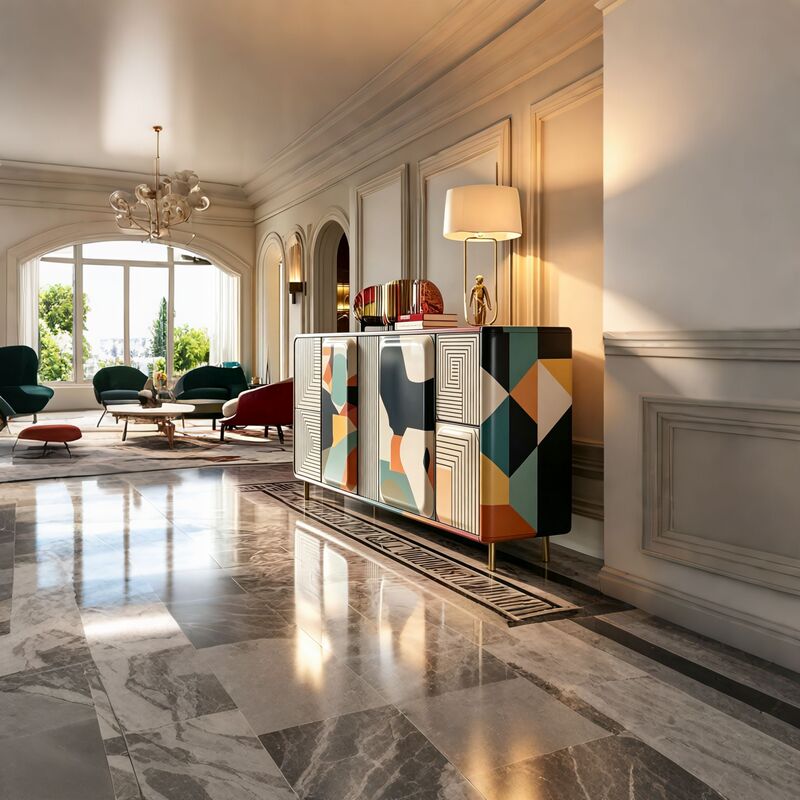 Artistic Color-Painted Solid Wood Entryway Cabinets, Factory-Customized Designer Sideboards, Bulk Orders for Commercial Projects Artistic Color-Painted Solid Wood Entryway Cabinets, Factory-Customized Designer Sideboards, Bulk Orders for Commercial Projects