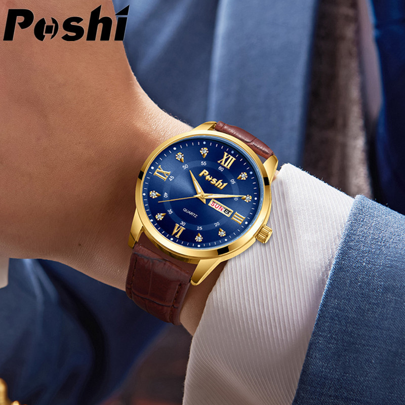POSHI nuevo TikTok transmisión en vivo hombres y mujeres pareja reloj de cuarzo luminoso impermeable reloj doble calendario reloj al por mayor