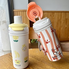 新品316ステンレス随行カップ高颜値レディースダブルドリンクカップマカロン色オフィスカップ子供保温カップ