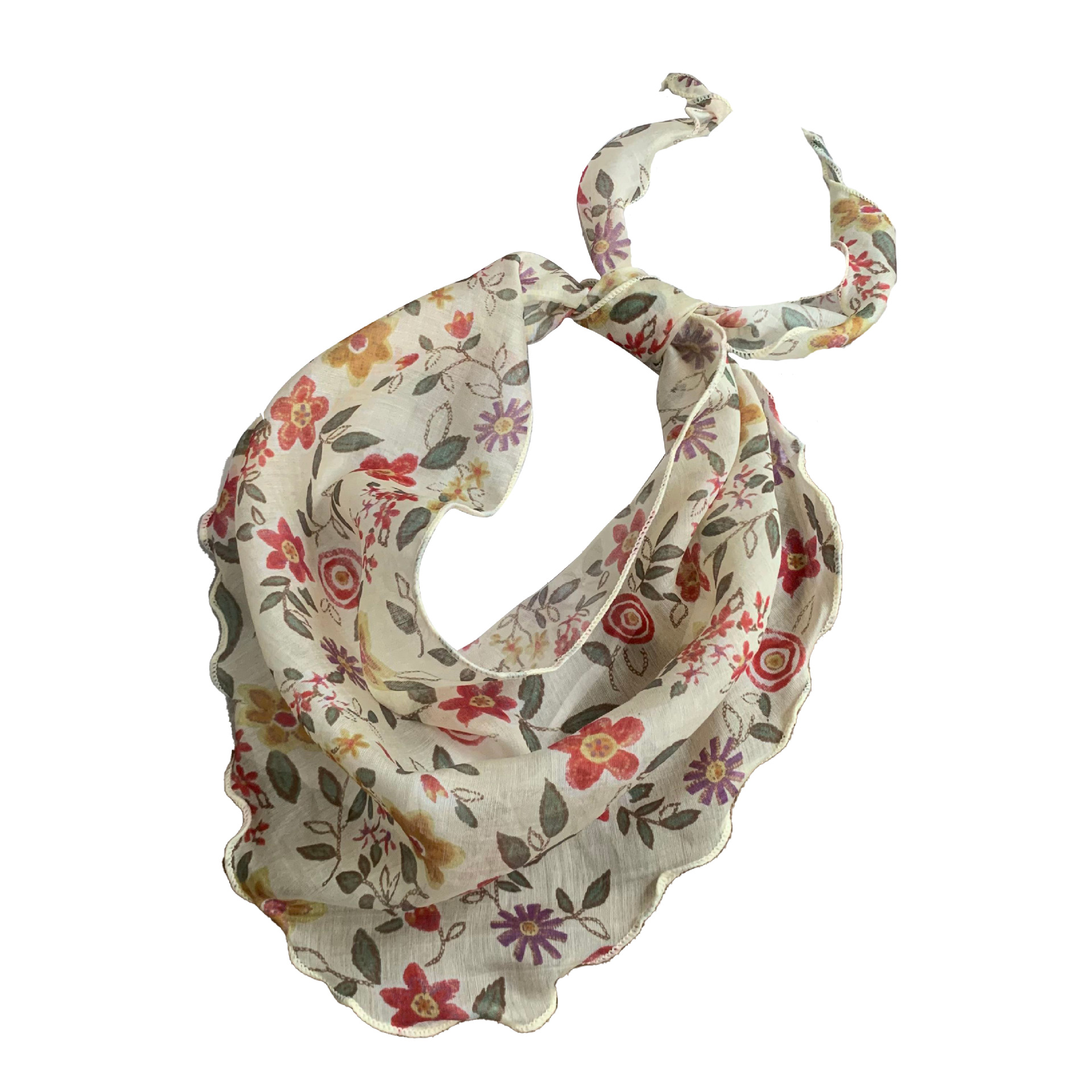 Bufanda triangular babero femenino verano todo fósforo simple pequeña bufanda de seda coreana pañuelo floral verano femenino diadema estilo pastoral